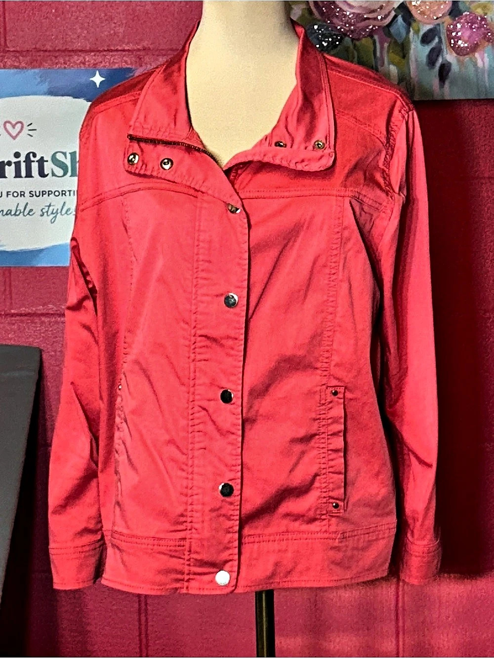 Chico's Utility Jacket Pink Size 2 Like New